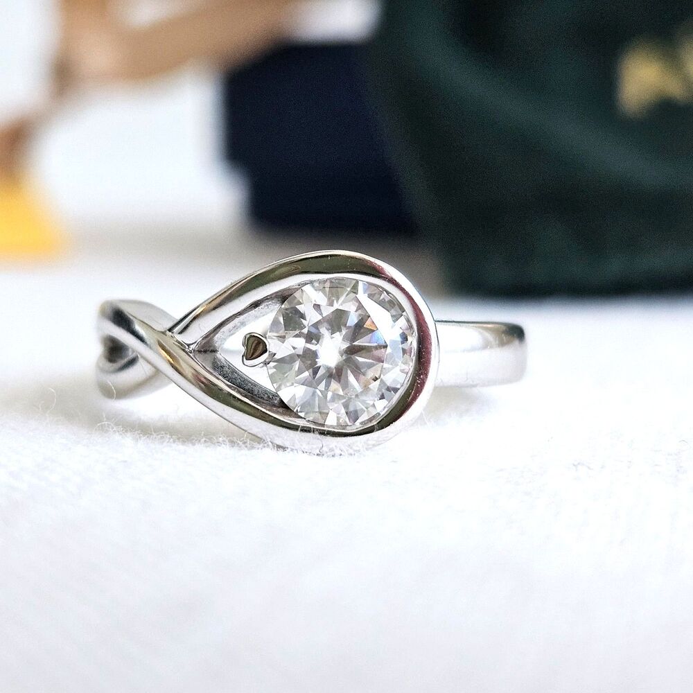 Aimilee Moissanite 925 Sterling Silver Infinity Ring Women Size 6.5 Gift Box